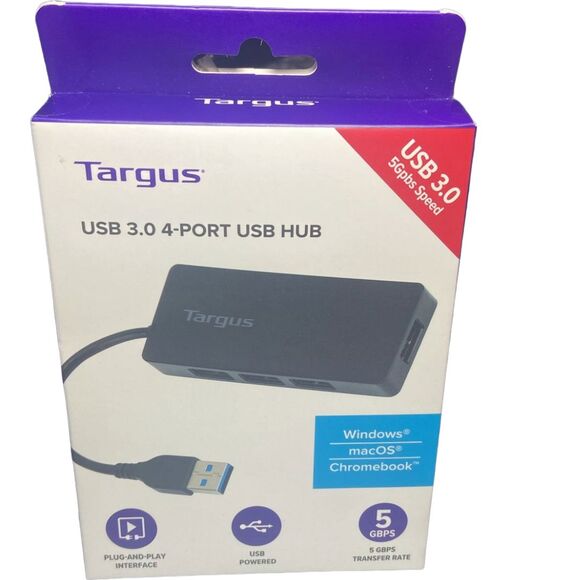 Targus 4 Port USB Hub High Speed Compact Portable ACH114US  Laptop PC Accessory - Picture 1 of 7
